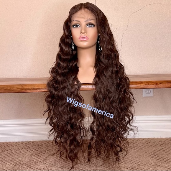 Brown wig lace front spiral wig spiral curly 28 inch long
